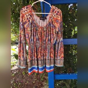 Colleen Lopez Multi-color Round Neck Blouse Size L